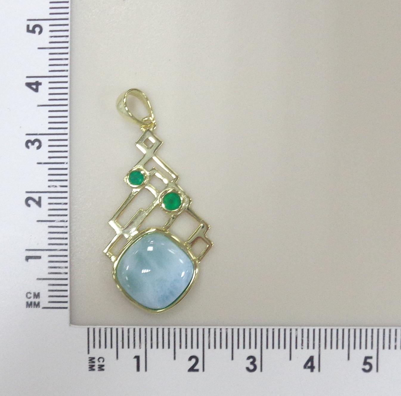 Серебряная подвеска с ларимаром и агатами